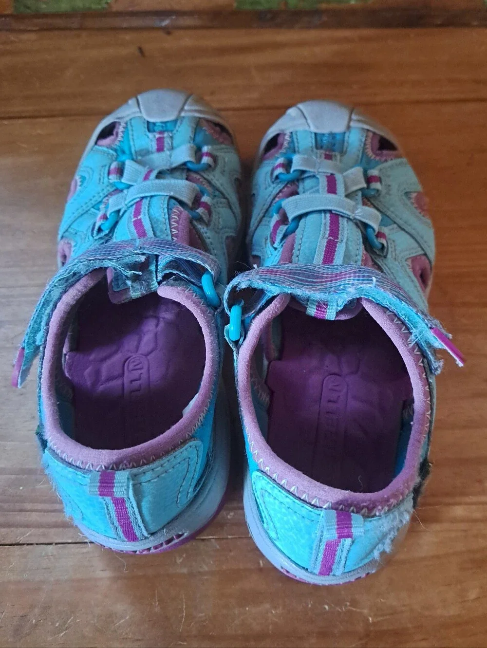 Merrell Hydro Sport Kids Sandals Size 13 Turquoise Purple Leather Water Shoes
